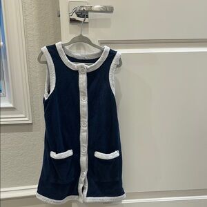 Navy Blue and White Kids French Terry Dress